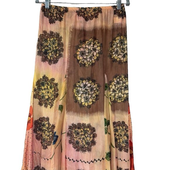 Vintage Claudette Medium Silk Sheer Skirt Boho Floral Horse Equestrian Western - Picture 2 of 11